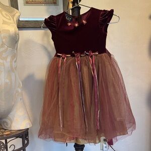 Charming Velvet and Tulle Kids Dress